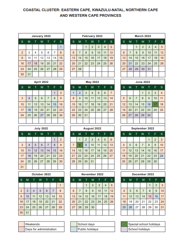 DBE releases 2022 school calendar